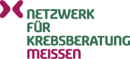 Logo des Netzwerks f&uuml;r Krebsberatung Meissen in rot und gr&uuml;n mit der Schrift "Netzwerk f&uuml;r Krebsberatung Meissen".